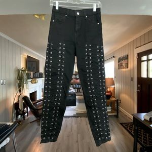 TOPSHOP BLACK JAIME LACE-UP MOTO JEANS SIZE 28